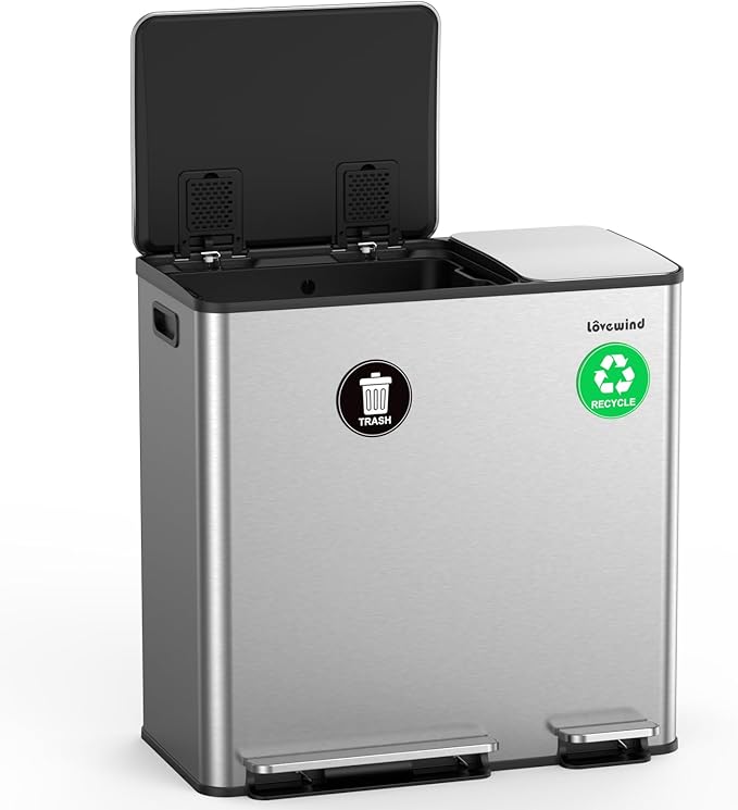 Lovewind Dual Trash Can, 14 + 6 Gallon Garbage Can by LOVEWIND