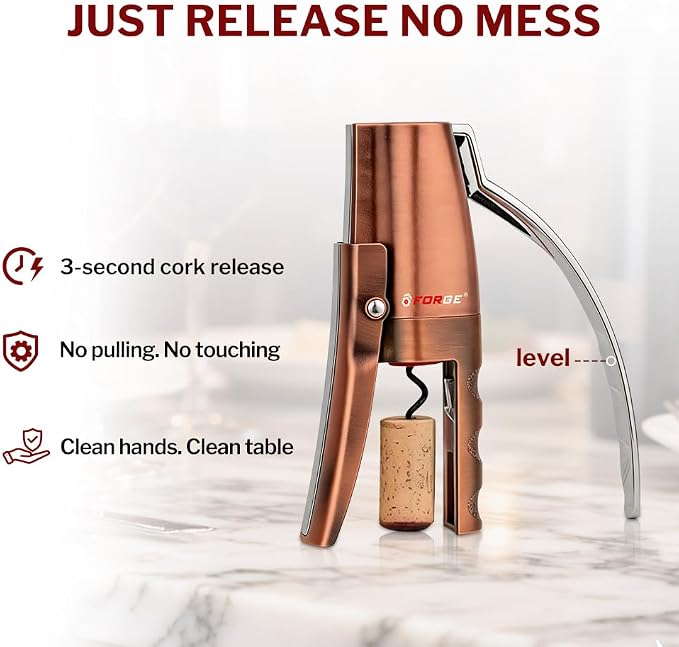 Forge Quality Compact Vertical Lever Corkscrew Wine Opener - Image 7