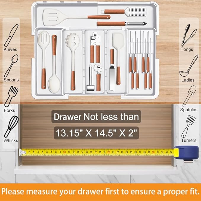 Homecor Kitchen Drawer Organizer Large Expandable Silverware Organizer - Image 6