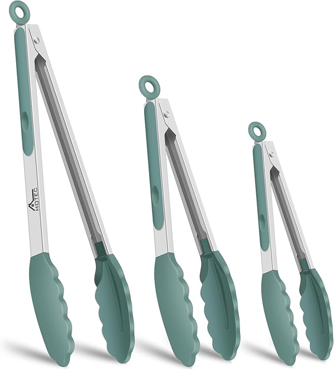HOTEC Premium Stainless Steel Locking Kitchen Tongs by Hotec