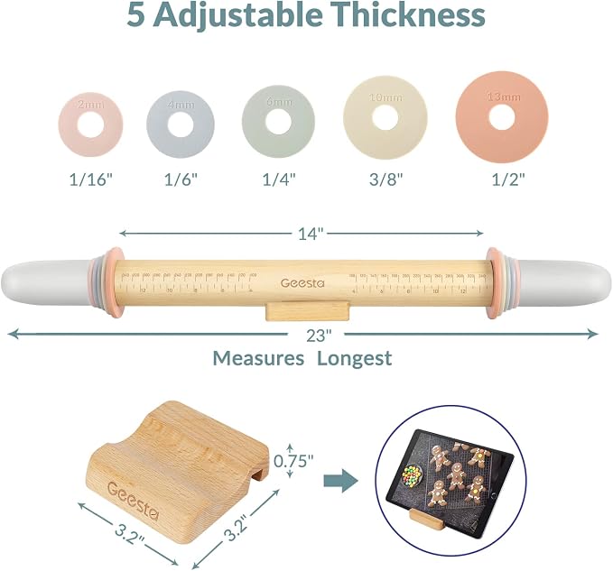 Geesta Adjustable Wood Rolling Pin - Image 6