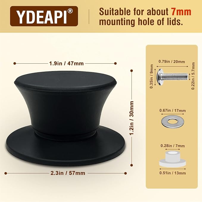 Universal Pot Lid Replacement Knobs, Ydeapi Silicone Pan Lid Holding Handles - Image 5