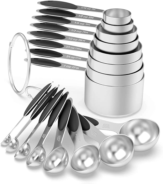 Measuring Cups & Spoons Set of 16, Wildone Stainless Steel Measuring Cups and by Wildone