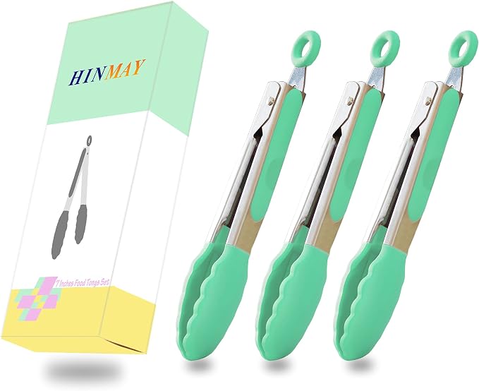 HINMAY Mini Tongs with Silicone Tips 7 Inches Silicone Cooking Tongs - Image 7