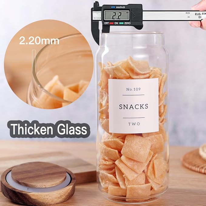 CZZGSM 3 Set Glass Pantry Storage Jars - 35oz Thicken Glass Kitchen Canisters - Image 5