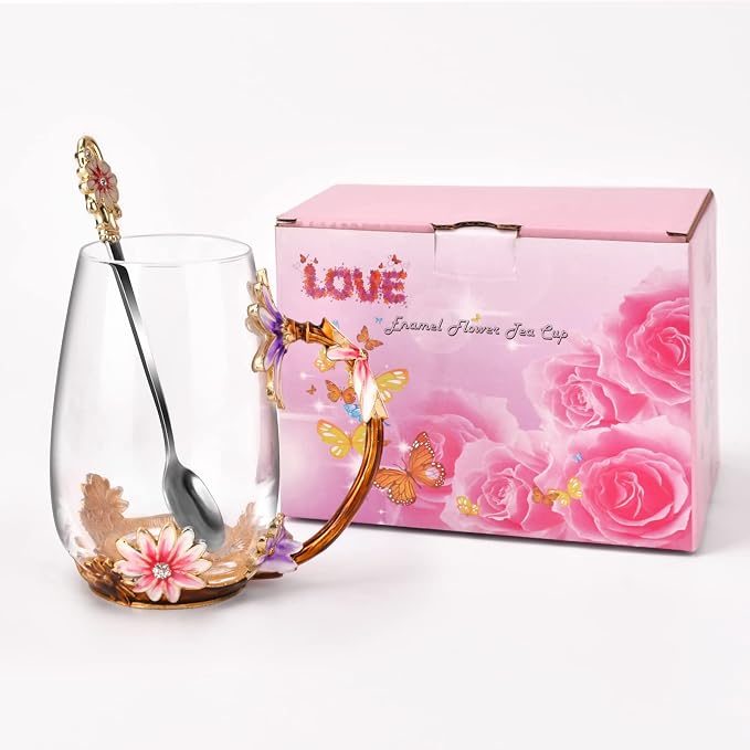OEAGO Purple Gifts for Women Mom Mothers Day Glass Coffee Enamels Mug Best - Image 7
