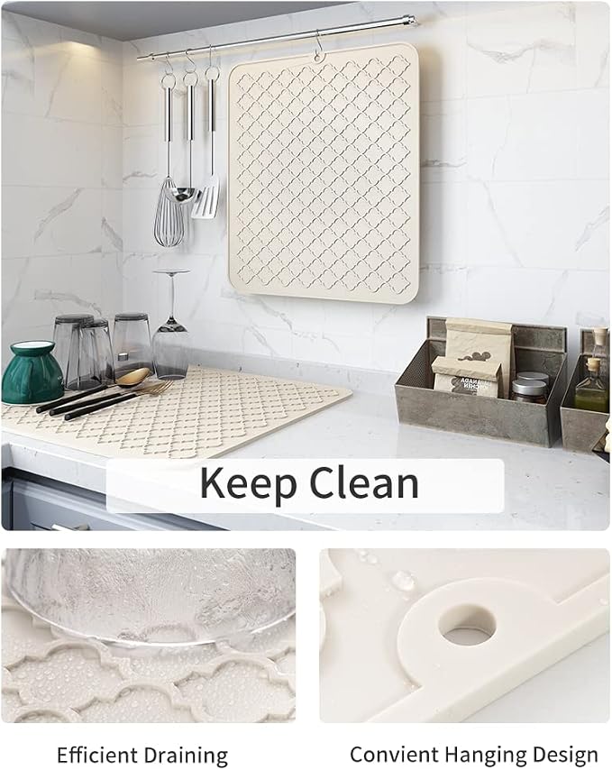 AMOAMI-Dish Drying Mats for Kitchen Counter-Silicone Dish Drying Mat-Kitchen - Image 2