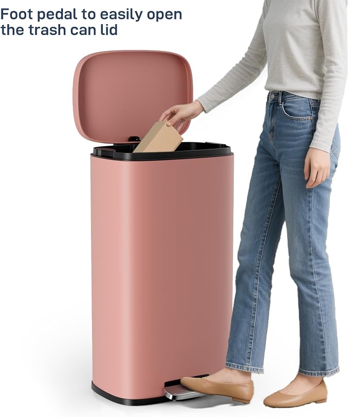 Arlopu 8/13.2 Gallon Step Trash Can, Stainless Steel Garbage Bin, Soft-Close - Image 6