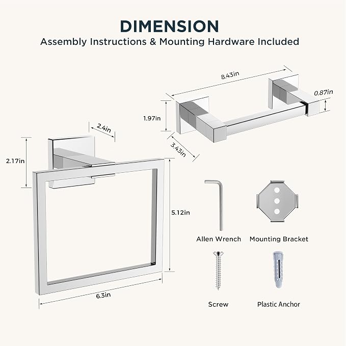 FORIOUS Toilet Paper Holder Set Wall Mount, SUS 304 Stainless Steel Pivoting - Image 7
