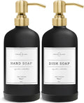 Vine Creations Black Glass Soap Dispenser, 2 Pack Kitchen Soap Dispenser Set by VineCreations