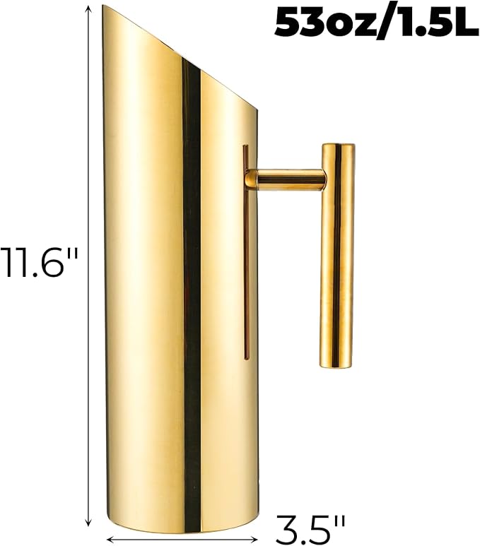 Hiceeden Stainless Steel Water Pitcher, 53oz/1.5L Modern Metal Pitcher - Image 2