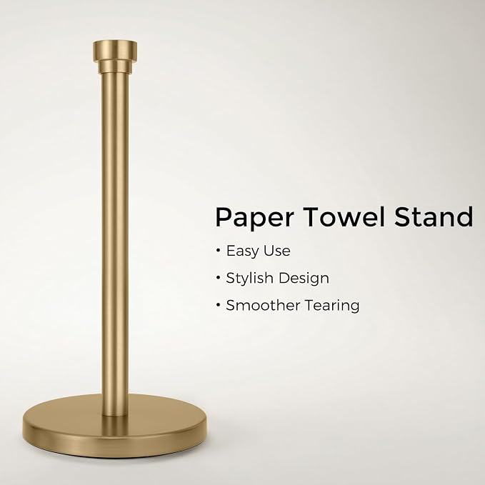 Warm Gold Paper Towel Holder Countertop, Freestanding Paper Towel Stand - Image 2