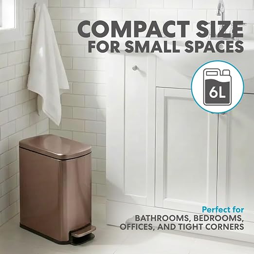 SIMPLI-Magic 6L/1.6G Stainless Steel Bathroom Trash Can - Image 2