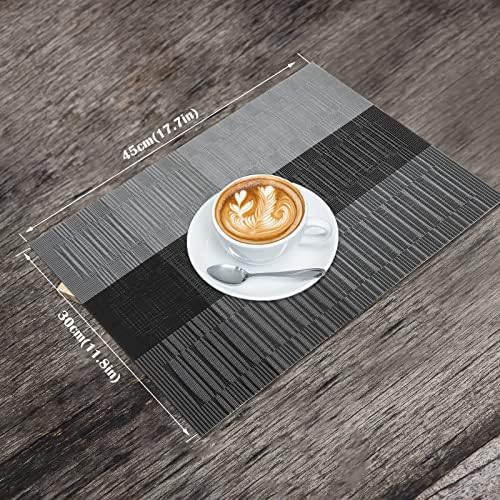 HeloHo Black Placemats Set of 4 Heat-Resistant Washable Place Mats