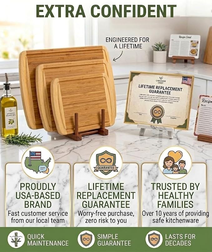 Greener Chef Luxury XL Bamboo Cutting Board Set of 3 - Image 7
