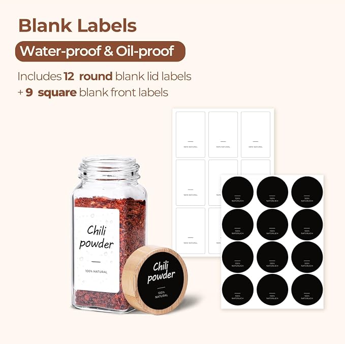 ComSaf 4 oz 6Pcs Glass Spice Jars - Image 2