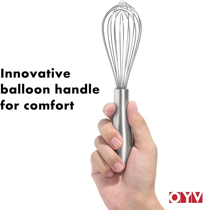 OYV 8" Whisk, Ergonomic Handle, Dishwasher Safe 18/10 Stainless Steel Whisk - Image 4