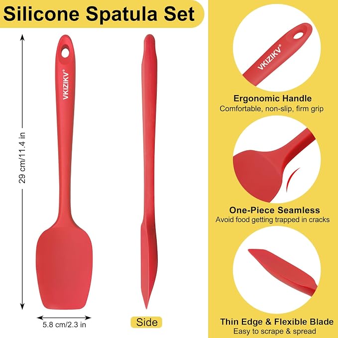 4 Pcs Silicone Spoon Spatula Set, 11.4 In, Food Grade Rubber Spatulas - Image 2