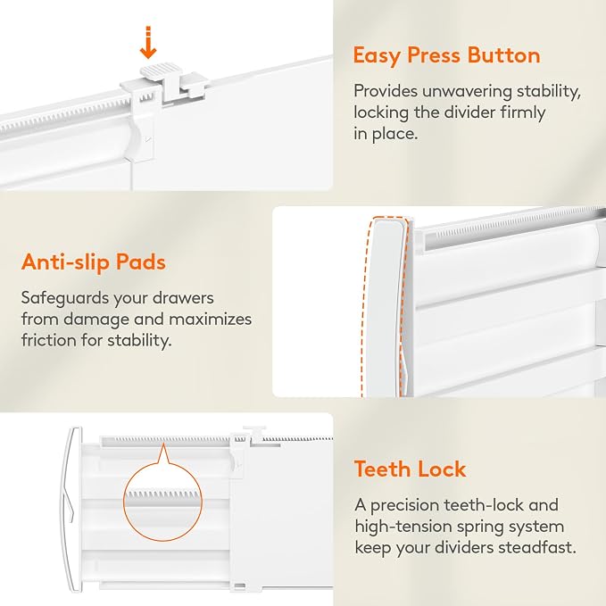 Lifewit 5" Tall 6 Pack Drawer Dividers, 30-47cm/11.5-18.5" Expandable Drawer - Image 6