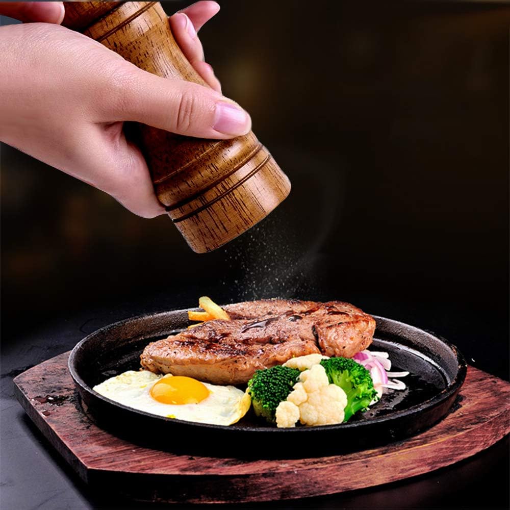 Salt and Pepper Grinders Set,Ouktor Manual Wooden Salt and Pepper