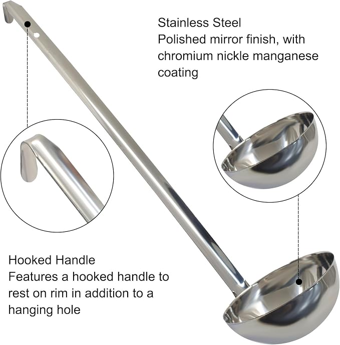 8 Oz Stainless Steel Ladle, Portioning and Serving Soup and Stew in Restaurants - Image 3