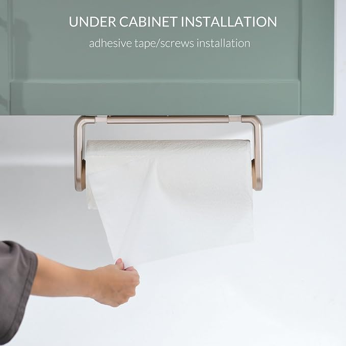 simpletome Paper Towel Holder ONE Hand Tear Adaptive Tension Arm Adjustable - Image 3