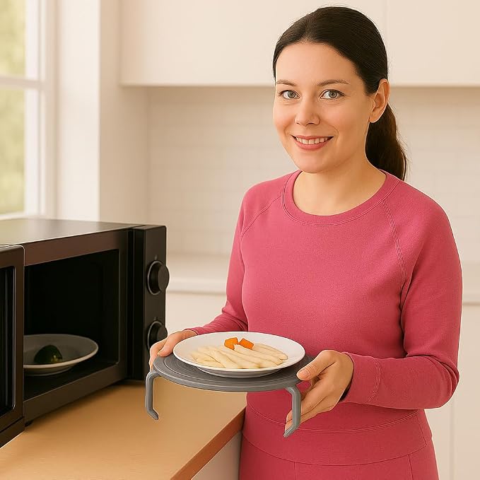 Microwave Multipurpose 4 in 1 Tray Stand Rack Splatter Guard Carry Tray - Image 3