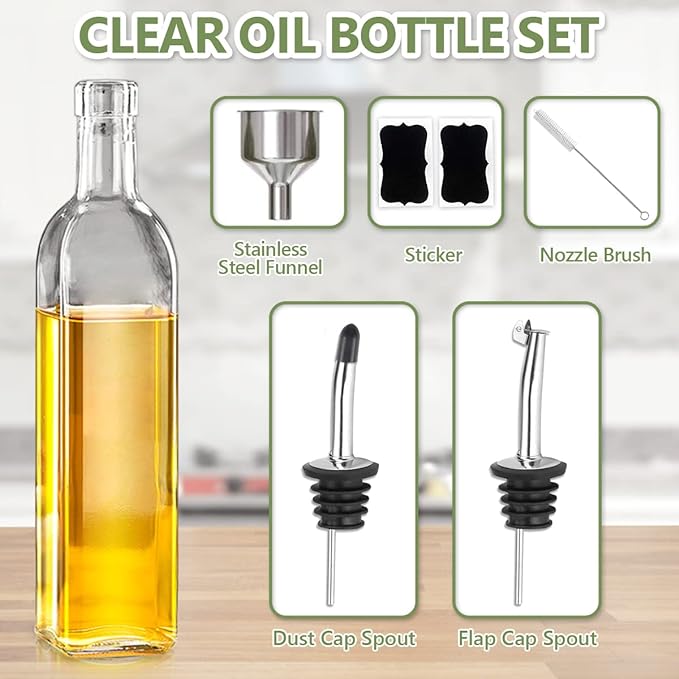 Leaflai 17oz Olive Oil Dispenser Bottle, 500ml Oil & Vinegar Cruet - Image 2
