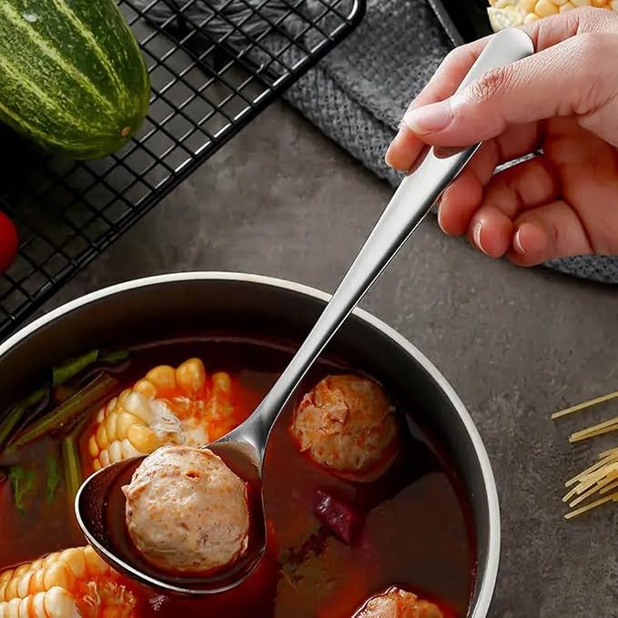 2pcs Soup Serving Ladle Small Soup Spoon Stainless Steel Gravy Soup Spoon - Image 3