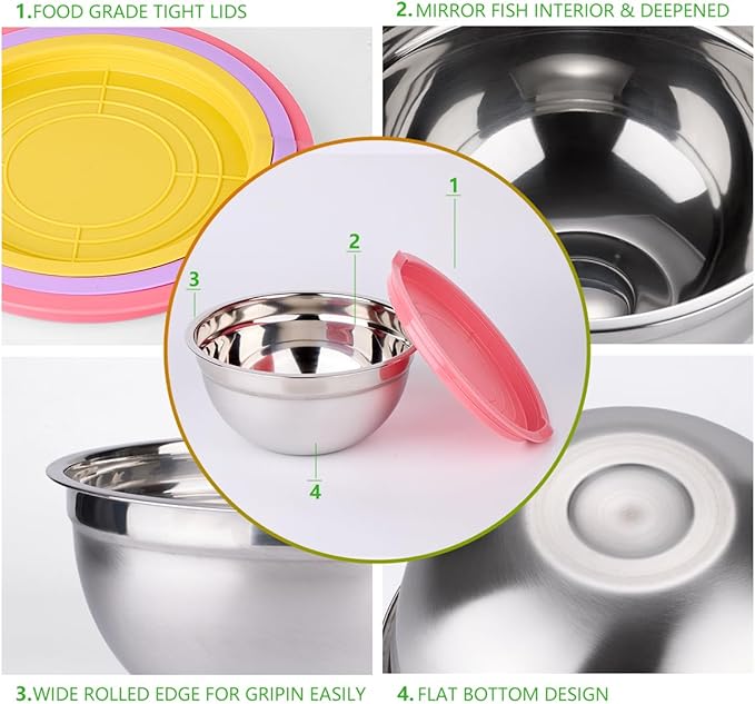 Leidawn Mixing Bowls with Lids for Kitchen - Image 2