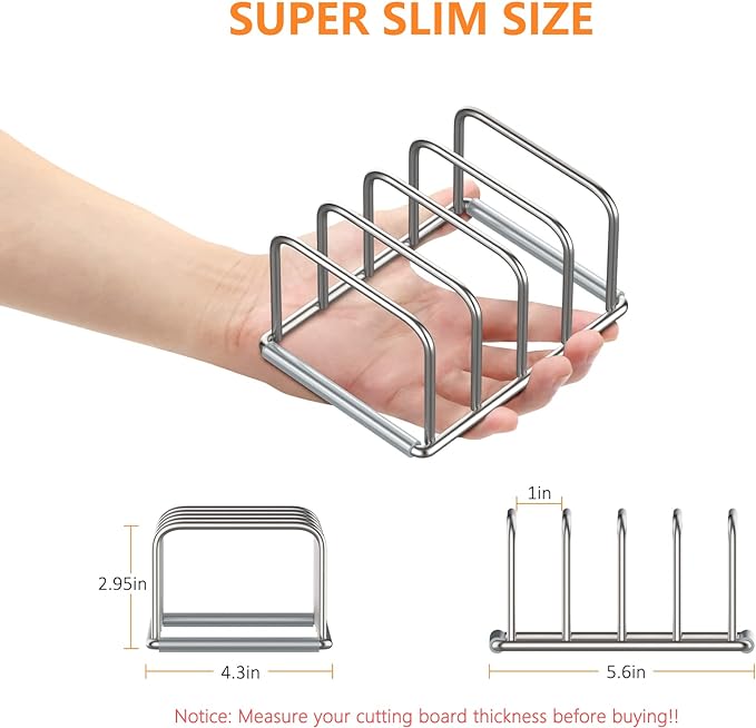 KORRTFID Cutting Board Holder, 2PSC Cutting Board Organizer Rack, 304 Stainless - Image 2