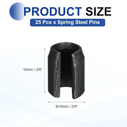 MECCANIXITY 25Pcs Slotted Split Roll Pins 2/5 Inch Dia. 1/2 Inch Length 65Mn - Image 2