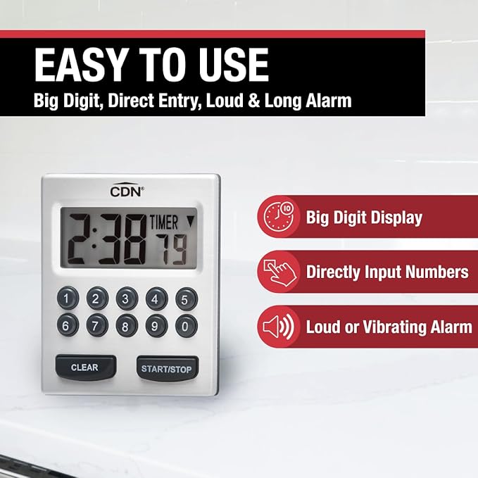 CDN Direct Entry 2- Alarm Digital Kitchen Timer | Counts Up & Down, 10 Hours by - Image 4