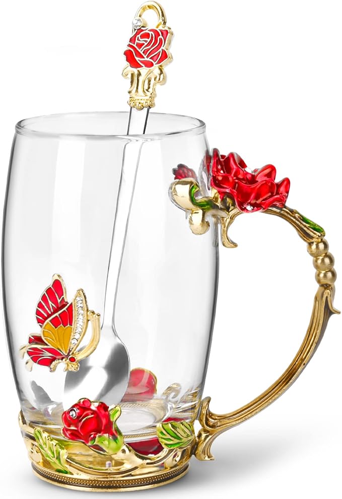 OEAGO Gifts for Women Mom Mothers Tea Cup Best Birthday Butterfly Rose Gifts by OEAGO