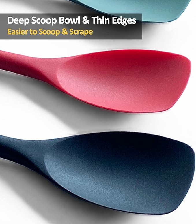 Upgrade Silicone Spatula Spoon Set, VOVOLY Heat Resistant Rubber Spoonula - Image 3