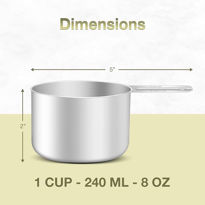 1PCS 1Cup Single Measuring Cup, Etched Inner Scale Stainless Steel Measure Scoop - Image 2