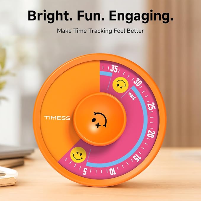 60-Minute Visual Timer, Twist to Set, Loud Battery-Powered Alarm, Bright Rotary - Image 7