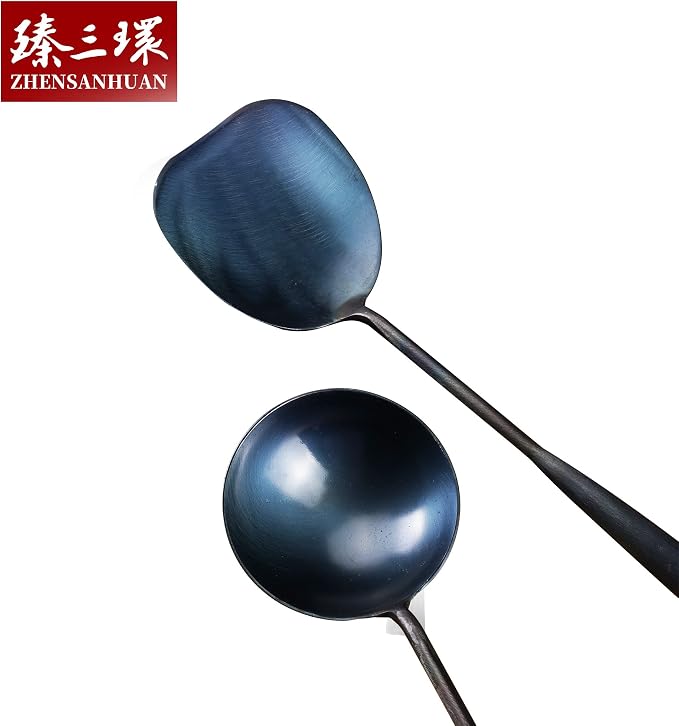 ZhenSanHuan Chinese Traditional HandMade Iron Spatula & Ladle Wok Tool Set - Image 3