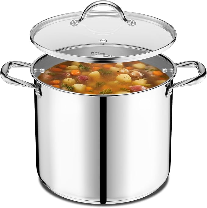 Stainless Steel Stockpot with Tempered Glass Lid 12 Quart, Durable 18/0 - Image 8