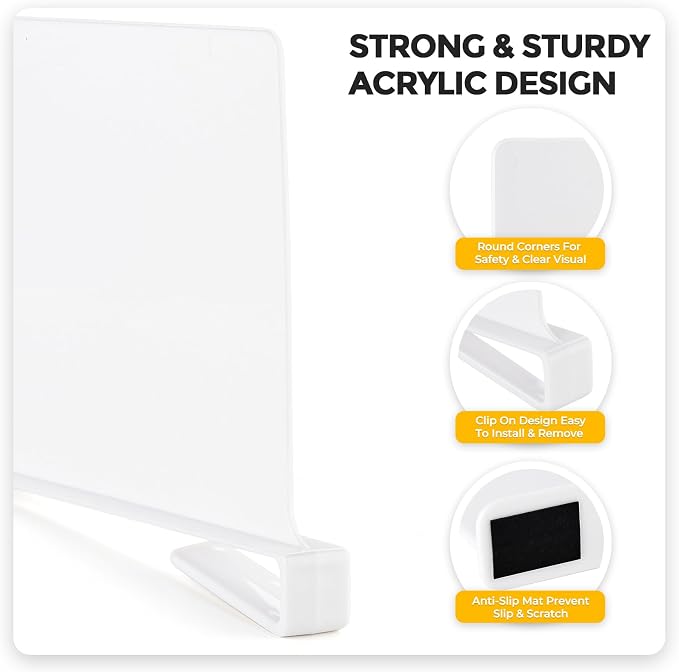 JOY DECOR 12 Pack Acrylic White Shelf Dividers - Image 8