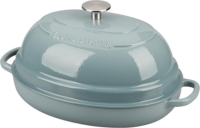 EDGING CASTING Enameled Oval Cast Iron Dutch Oven Pot by EDGINGCOOKWARE