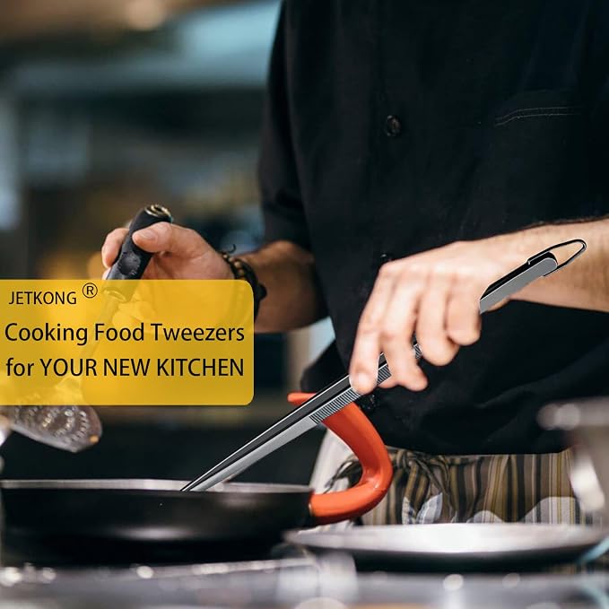 JETKONG 2 Pcs 12-Inch Food Tweezer Tongs, Stainless Steel Kitchen Tweezer - Image 3