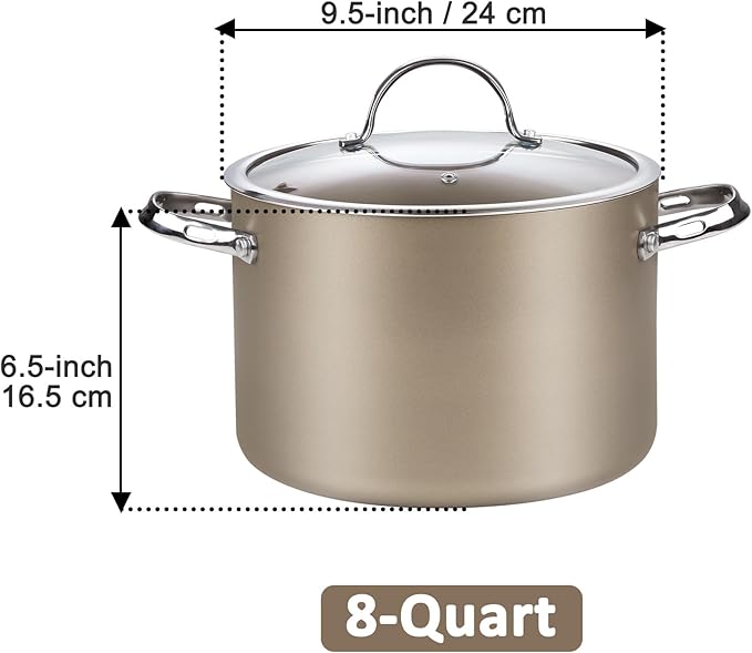 Cooks Standard Hard Anodized Ceramic Nonstick 8-Quart Stock pot - Image 2