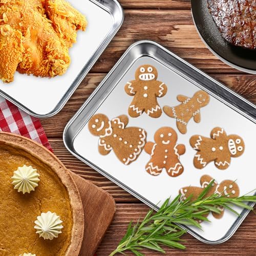 12 Pack Stainless Steel Baking Sheet Bulk Non Stick Oven Tray