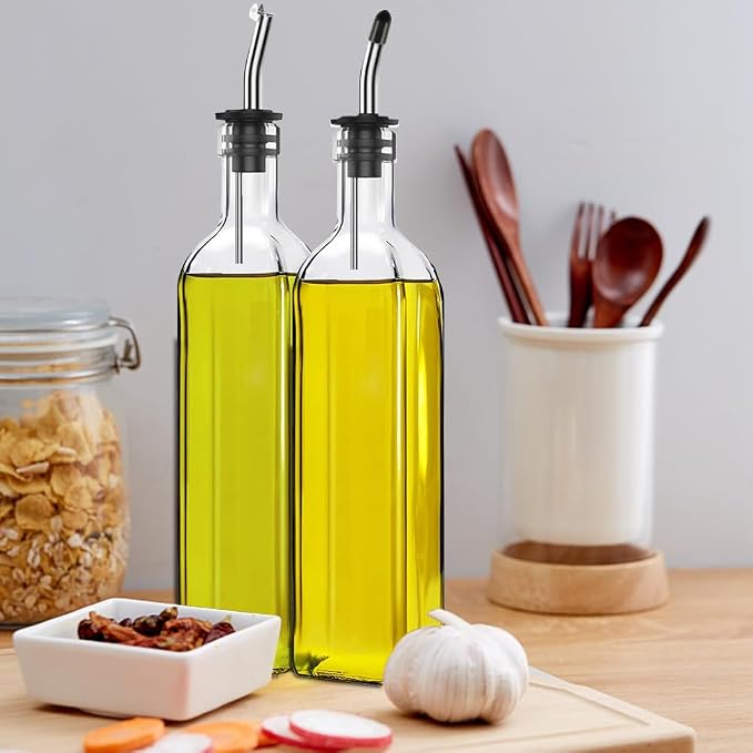 Leaflai Olive Oil Dispenser Bottle, 4 Labels, 1 Brush and 1 Funnel Oil Bottles - Image 2