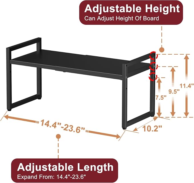 Expandable Kitchen Storage Shelves, 110LBS Heavy Duty Metal Garage Shelving - Image 2