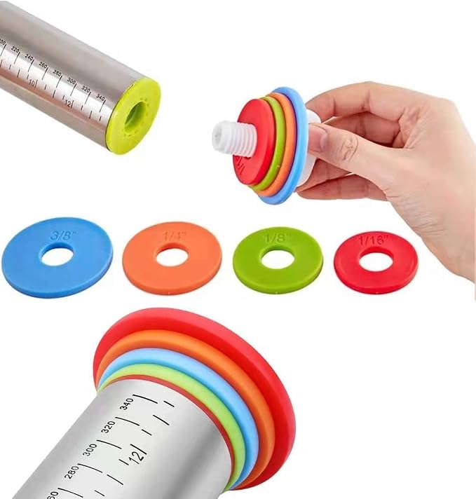 Adjustable Rolling Pin with Thickness Rings - Image 6
