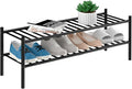 ROMGUAR CRAFT 2-Tier Bamboo Long Shoe Rack, Free Standing Wood Shoe Shelf by ROMGUAR+CRAFT