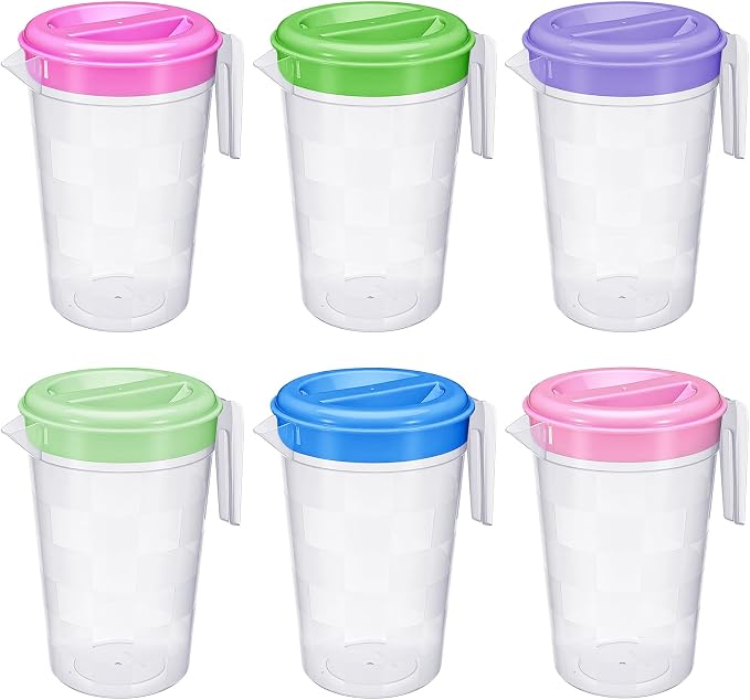 Honeydak 6 Pcs 70 Oz Round Clear Plastic Pitcher by Honeydak