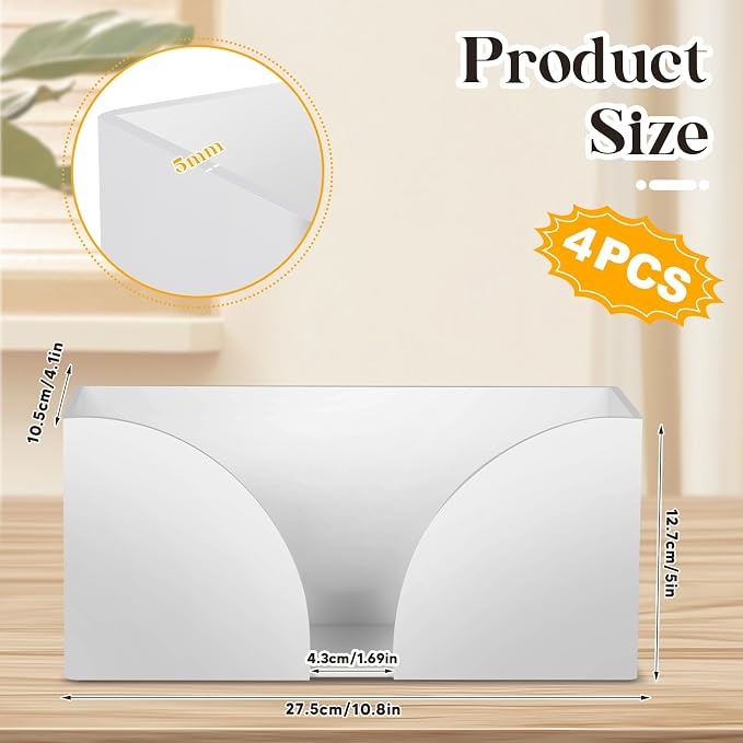 4Pack White Paper Towel Dispenser Countertop Acrylic Paper Towel Holder - Image 2